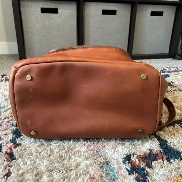 Azaria Luxe La Mère Backpack Grand Brown Leather Baby Diaper Bag - Picture 9 of 13